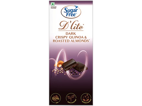 Sugar Free D'lite Crispy Quinoa & Roasted Almonds Dark Chocolate Bar, 80 g