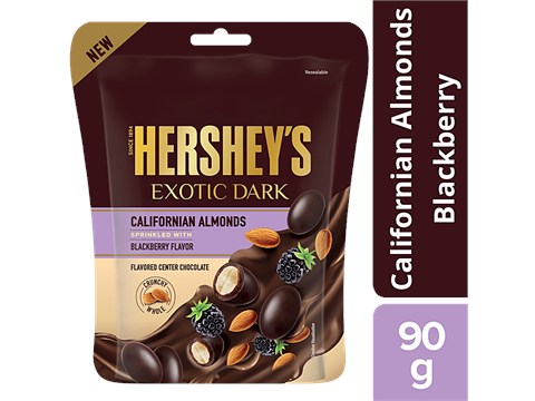 Hershey's Exotic Dark Californian Almonds Chocolate - Sprinkled With Blackberry Flavour, 90 g