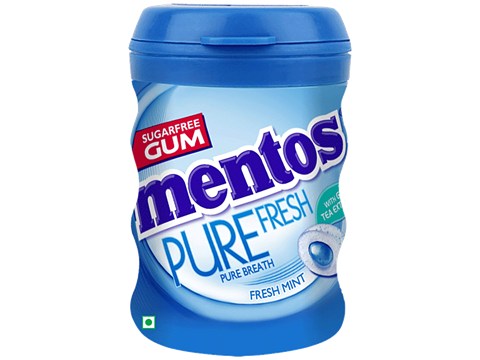 Mentos Pure Fresh Sugarfree Fresh Mint Chewing Gum - With Green Tea Extract, 54.6 g