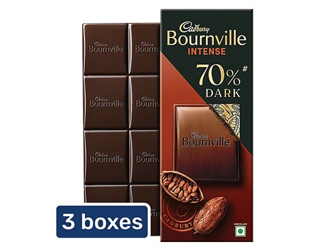 Cadbury Bournville Rich Cocoa 70% Dark Chocolate Bar, 3x75 g