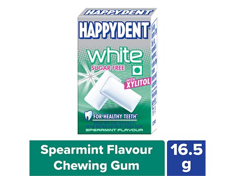 Happydent  White Chewing Gum - With Xylitol, Spearmint Flavour, Sugar Free, 16.5 g