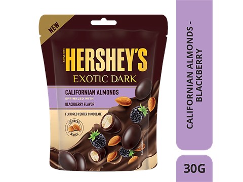 Hershey's Exotic Dark Californian Almonds Chocolate - Sprinkled With Blackberry Flavour, 30 g
