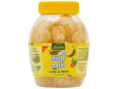 CandyVille Mint Mello Flavoured Candy - Lime & Mint, Refreshing Taste, 300 g