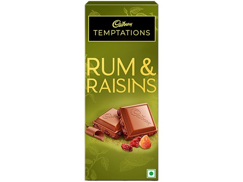 Cadbury Temptations Rum & Raisins Chocolate Bar, 70 g