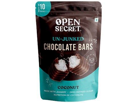 Open Secret Coconut Chocolate Bars - With Jaggery, No Refined Sugar, 150 g