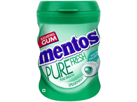 Mentos Pure Fresh Sugarfree Spearmint Chewing Gum - With Green Tea Extract, 54.6 g