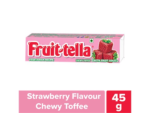 Fruit-Tella  Strawberry Flavour Chewy Toffee Stick - With Fruit Juice, 45 g