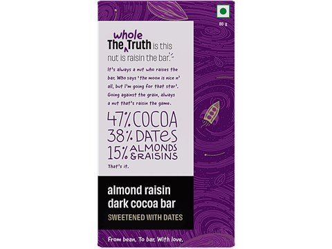 The Whole Truth Almond Raisin Dark Cocoa Bar, 80 g