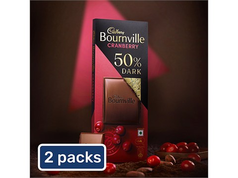 Cadbury Bournville Cranberry 50% Dark Chocolate Bar, 2x78 g