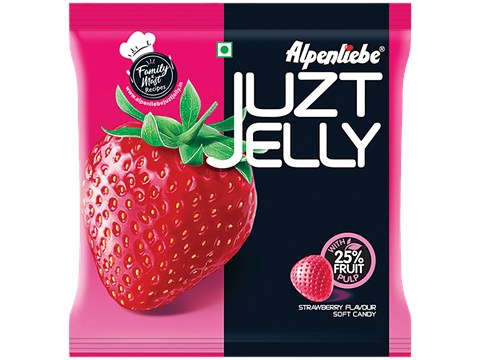 Alpenliebe Juzt Jelly Strawberry Flavour Soft Candy - With 25% Fruit Pulp, 140 g