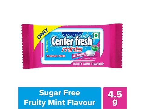 Center Fresh Mints - Fruity Mint Flavour, Sugar Free, 4.5 g