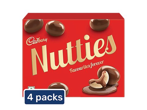 Cadbury Nutties Chocolate Pack, 4x30 g