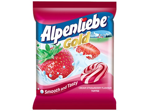 Alpenliebe Gold Cream Strawberry Flavour Toffee, 297 g