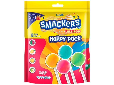 LuvIt Smackers Lollipop - Fruit Flavoured, 96 g