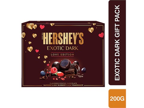 Hershey's Exotic Dark - Love Edition, Blueberry & Acai, Valentine Day Chocolate Gift Pack, 200 g