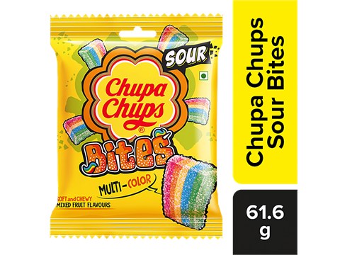Chupa Chups Mixed Fruit Flavours Soft & Chewy Sour Bites, 61.6 g
