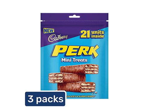 Cadbury Perk Mini Treats Chocolate Coated Wafer Bars, 3x115.5 g