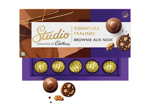 Cadbury Studio Brownie Aux Noix Signature Pralines Chocolate, 130 g