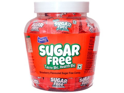 DERBY Strawberry Flavoured Sugar Free Candy - Crunchy, 300 g