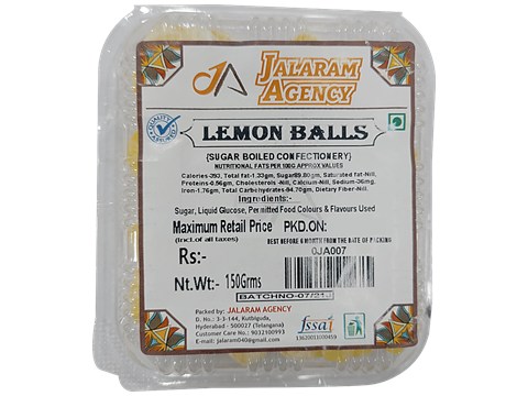 Jalaram Lemon Balls Candy - Good For Digestion, No Added Chemicals, 150 g