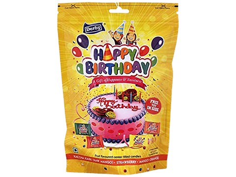 DERBY Happy Birthday Candy - Assorted Flavours, Hard Boiled, 175 g