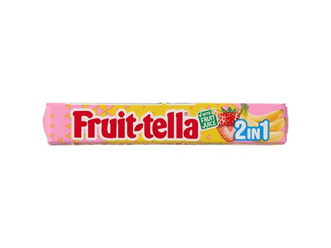 Fruit-Tella  2 In 1 Strawberry & Banana Flavour Chewy Candy, 32.4 g