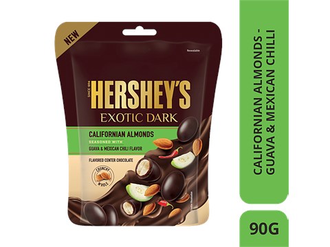 Hershey's Exotic Dark Californian Almonds Chocolate - Seasoned With Guava & Mexican Chili Flavor, 90 g
