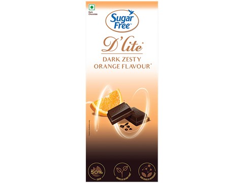 Sugar Free D'lite Zesty Orange Flavour Dark Chocolate Bar, 80 g