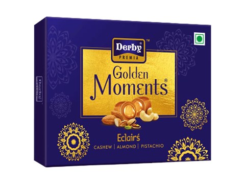 DERBY Premia Golden Moments Eclairs - Cashew, Almond & Pistachio, Celebration Pack, 180 g