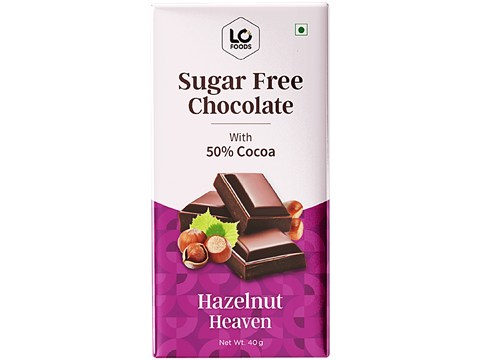 Lo Foods Hazelnut Heaven Dark Sugar Free Chocolate With 50% Cocoa, 40 g