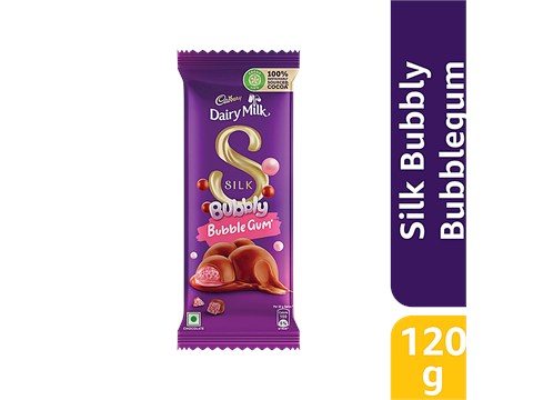 Cadbury Dairy Milk Silk Dairy Milk Silk - Bubbly, Bubblegum, Chocolate Bar With Flavoured Centre, 120 g