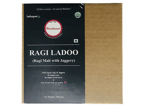 Harshaman Ragi Ladoo - Ragi Malt With Jaggery, Organic, 500 g