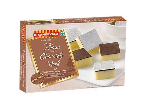 Bikanervala Khoya Chocolate Burfi - Traditional Indian Sweets, Freshly Packed, 400 g