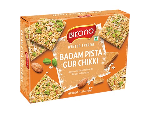 Bikano Badam Pista Gur Patti/Gajjak - Winter Special Healthy Dessert, With Almonds, Jaggery & Pistachio, 400 g