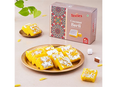 Tasties Coconut Barfi Mithai / Sweet - Made With Desi Ghee, 200 g