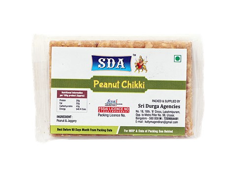 SDA  Peanut Chikki Nice - Made With jaggery, Healthy Snack, Protein Rich, 100 g