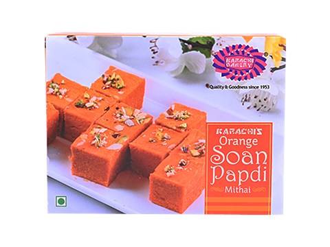 Karachi Bakery Orange Soan Papdi Mithai - Authentic, Rich, Traditional Sweet, 200 g