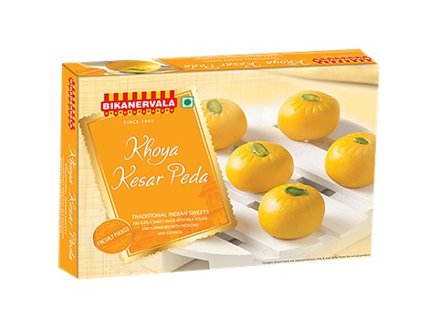 Bikanervala Khoya Kesar Peda - Traditional Indian Sweets, Freshly Packed, 400 g