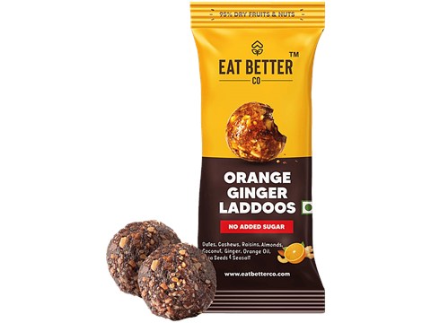 Eat Better Co Orange & Ginger Laddoos - No Added Sugar, 95% Dry Fruits, 40 g