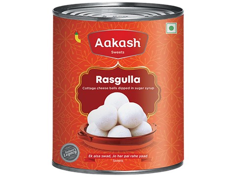 Aakash Sweets Rasgulla - Cottage Cheese Balls Dipped In Sugar Syrup, 1 kg