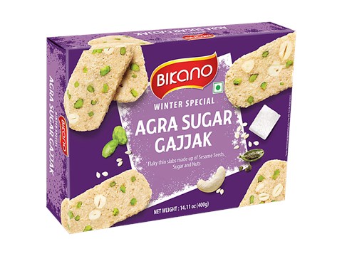 Bikano Agra Sugar Gajjak - Sesame Seeds, Nuts Based, Traditional Healthy Dessert, 400 g
