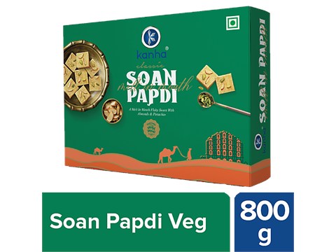 Kanha Soan Papdi - Veg, Crispy & Flaky Texture, Traditional Sweet, 800 g