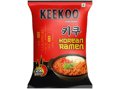 Keekoo Korean Ramen 2x Spicy Instant Noodles, 60 g