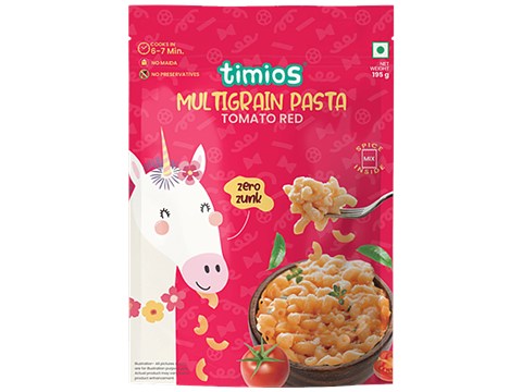 Timios Multigrain Pasta - Tomato Red, No-Maida, 195 g