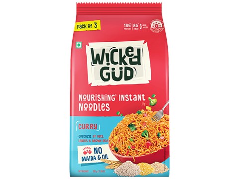 WickedGud Curry Nourishing Instant Noodles With Seasoning Mix, 201 g
