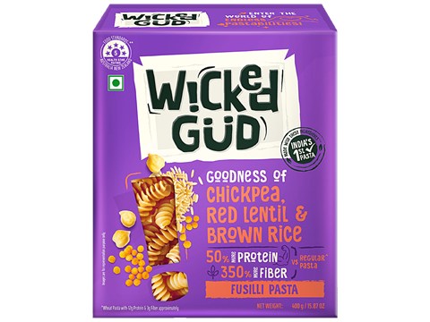 WickedGud Fusilli Pasta - Goodness Of Chickpea, Red Lentil & Brown Rice, 400 g