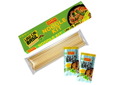 MasterChow Low Cal Basil Noodle Kit - All-In-One Meal Kit, Sauce With Whole Wheat Noodles, 210 g