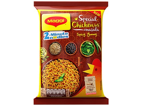 Maggi 2-Minute Instant Noodle - Spicy, Yummy, Special Chicken 65 Masala, 71 g