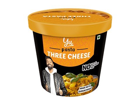 Yu Three Cheese Instant Cup Pasta - Wholesome, No Preservatives, 65 g