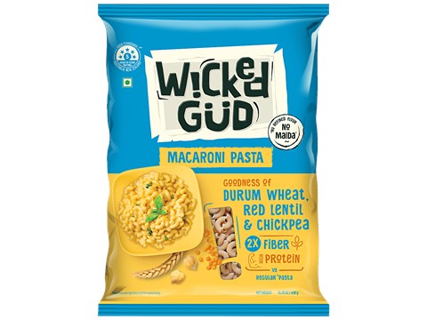 WickedGud Macaroni Pasta - Goodness Of Durum Wheat, Red Lentil & Chickpea, Rich In Fibre, Protein, 400 g